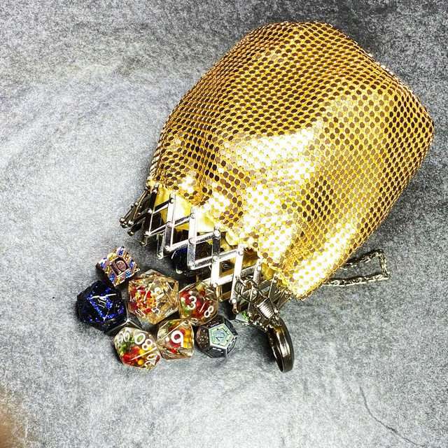 Sage’s Gala Purse – Gold Metallic Scale Gate-top Dice Bag image 5