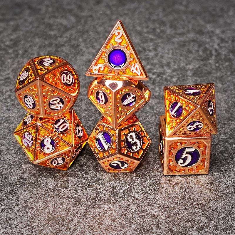 Sage's Gnomish Trinkets - Copper Gears Metal Polyhedral Dice Set image 1