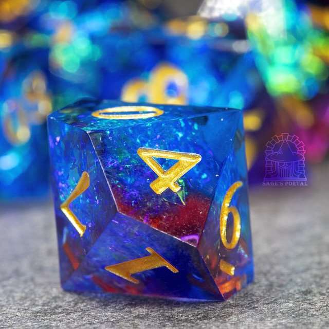 Sage's Crystals - Frostfire Sharp Edge Resin Polyhedral Dice Set image 5