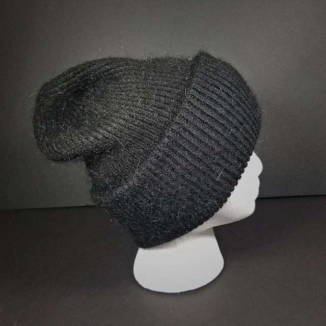 Sage’s Cap – Black Angora Rabbit Fur Viscose Beanie image 8