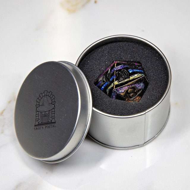 Sage's Dimension Stones - 33mm Black D20 Metal Die image 5