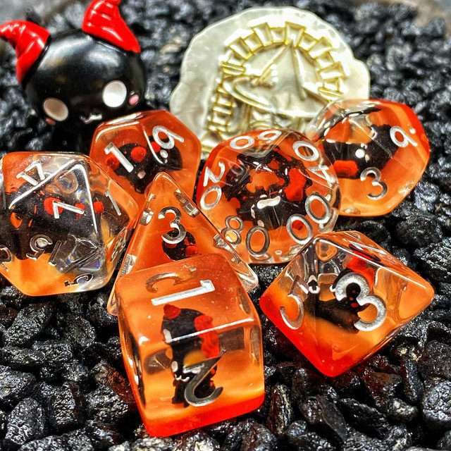 Sage's Cutesy Succubus Familiar Resin Polyhedral Dice Set image 7