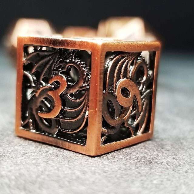 Sage's Dragonstones - Elder Dragon Copper Hollow Metal Polyhedral Dice Set image 13