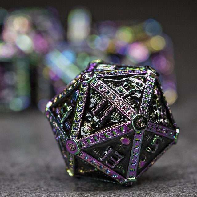 Sage's Lich's Phylactery Black/Rainbow Metal Polyhedral Dice Set image 3