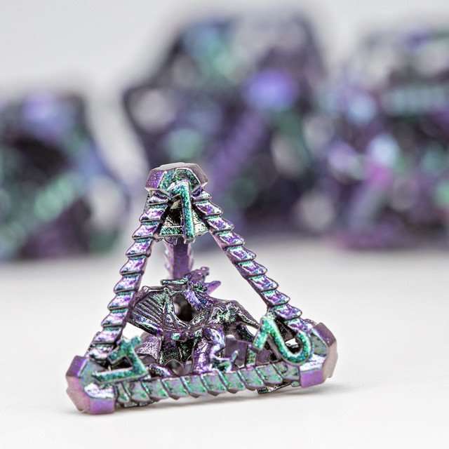 Sage's Draconic Prison Witch's Curse Cage Hollow Metal Dice Set image 7