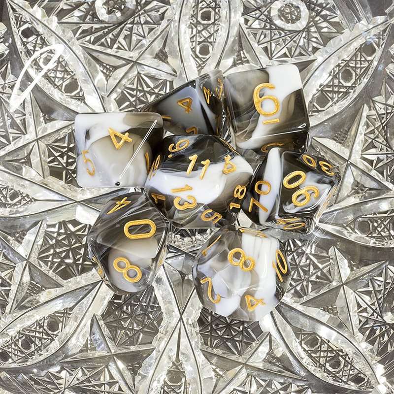 Sage's Stones -White/Mica Acrylic Polyhedral Dice Set image 17
