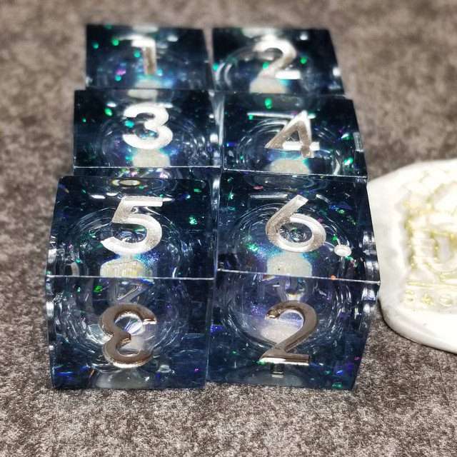 Sage's Winter Souls - 6 D6 Liquid-Core Sharp Edge Resin Dice Set image 4