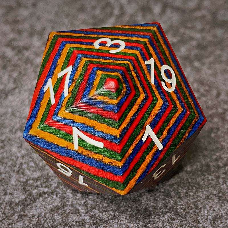 Sage's Trees - Rainbow Technical Wood 33mm D20 Die image 2