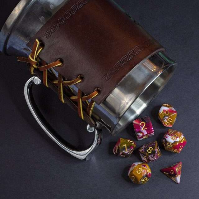 Sage's Stones - Red/Brown/White/Black Gold Ink Acrylic Polyhedral Dice Set image 4