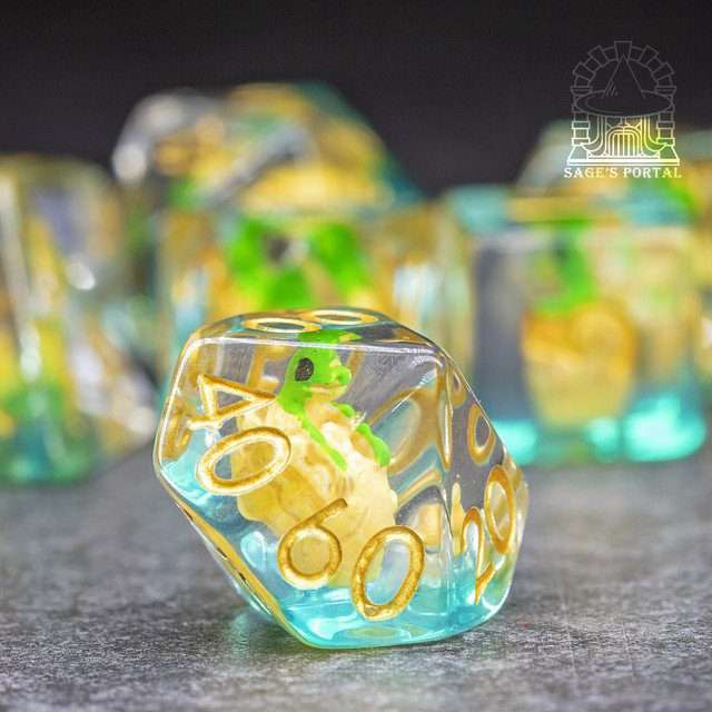 Sage's Dragon Hatchling Familiar Resin Polyhedral Dice Set image 3
