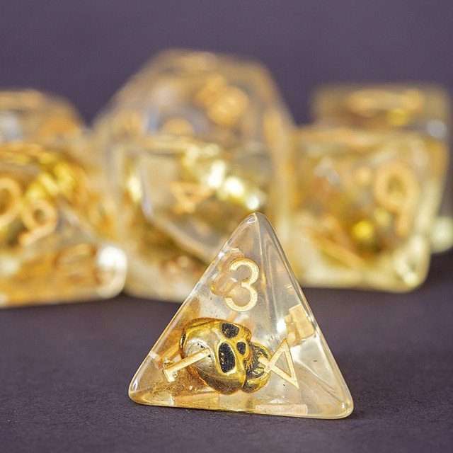 Sage's Familiars - Golden Skull Familiar Resin Polyhedral Dice Set image 21