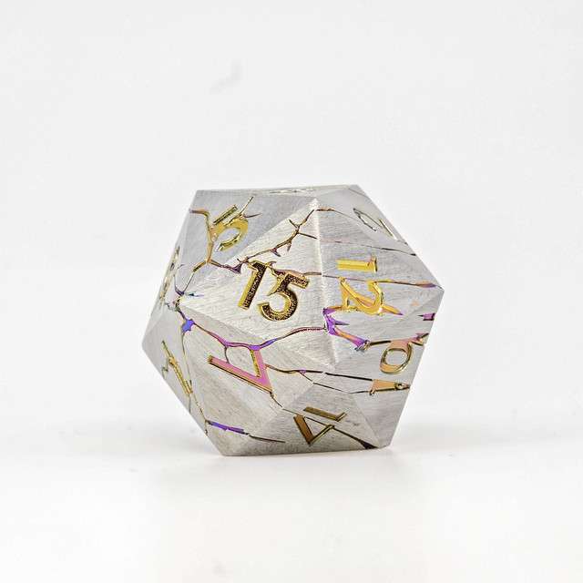 Sage's Relics of Antiquity - Silver Rainbow 33mm Metal D20 Die image 0