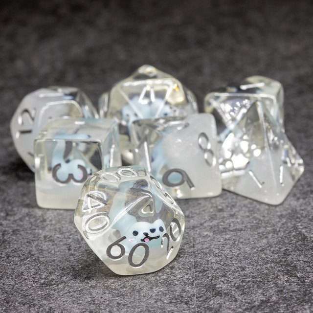 Sage's Baby Blue Seal Familiar Resin Polyhedral Dice Set image 4