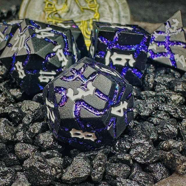Sage's Warp Stones White Dwarf Star Metal Polyhedral Dice Set image 5