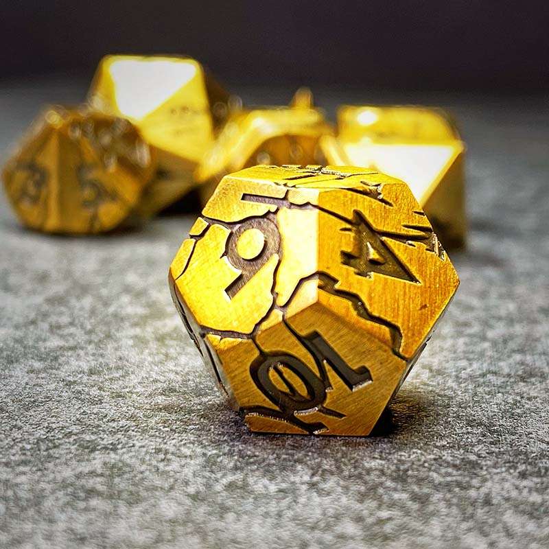 Sage's Relics of Antiquity - Burnished Gold Metal Polyhedral Dice image 3