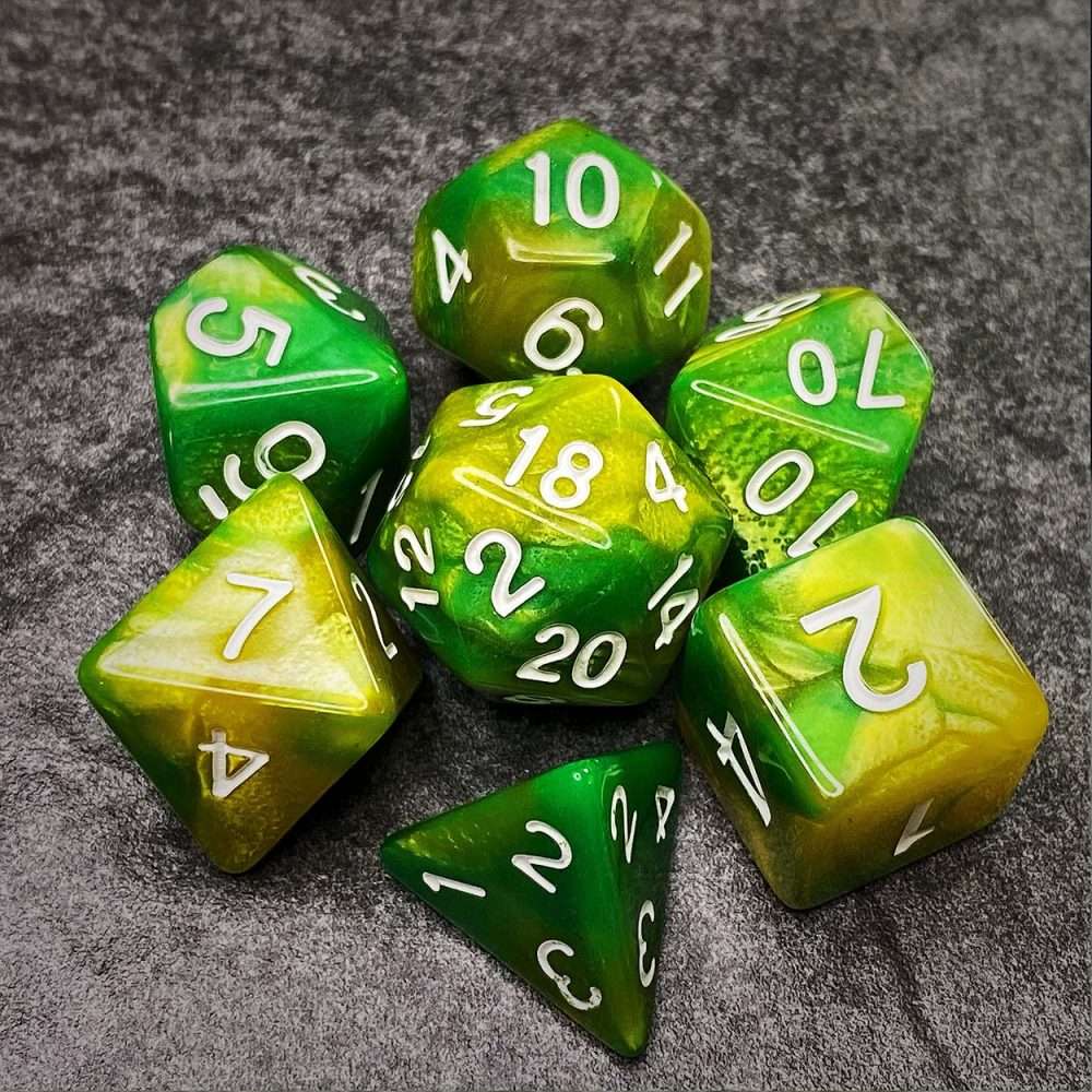 Sage's Stones - Green/Lime Acrylic Polyhedral Dice Set image 6