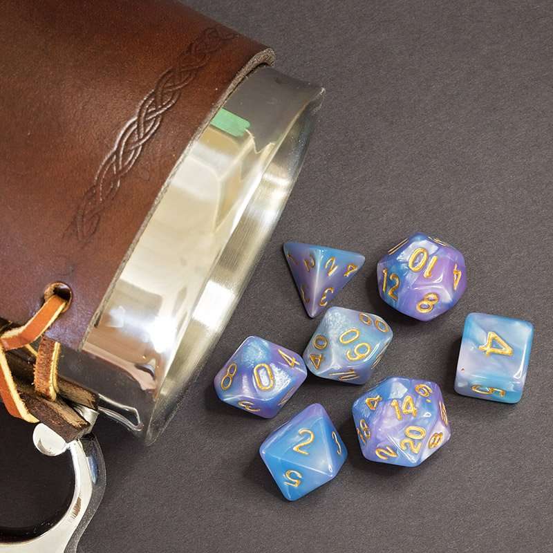 Sage's Stones - Purple/Blue Gold Ink Acrylic Polyhedral Dice Set image 17