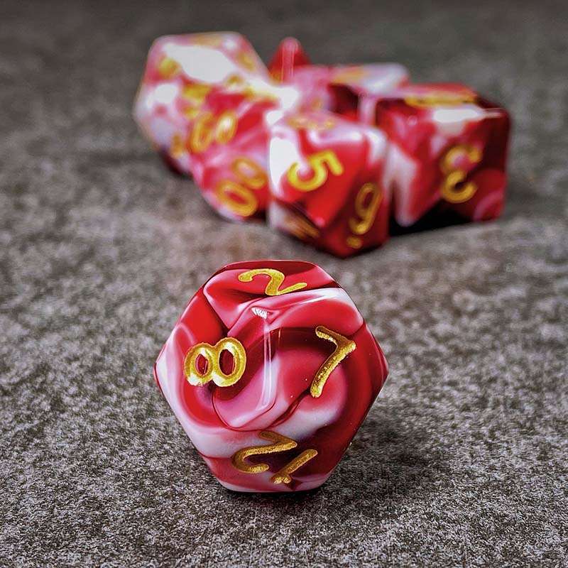Sage's Stones - Red/White Acrylic Polyhedral Dice Set image 5