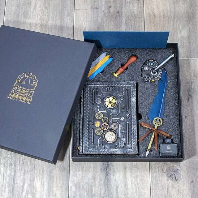 Sage's Gnomish Silver Notebook Gift Set | Handmade Notebook for TTRPG, Sketchbook, Diary image 10