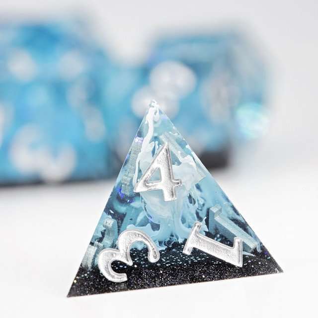 Sage's Ice Flames Sharp Edge Resin Polyhedral Dice Set image 7