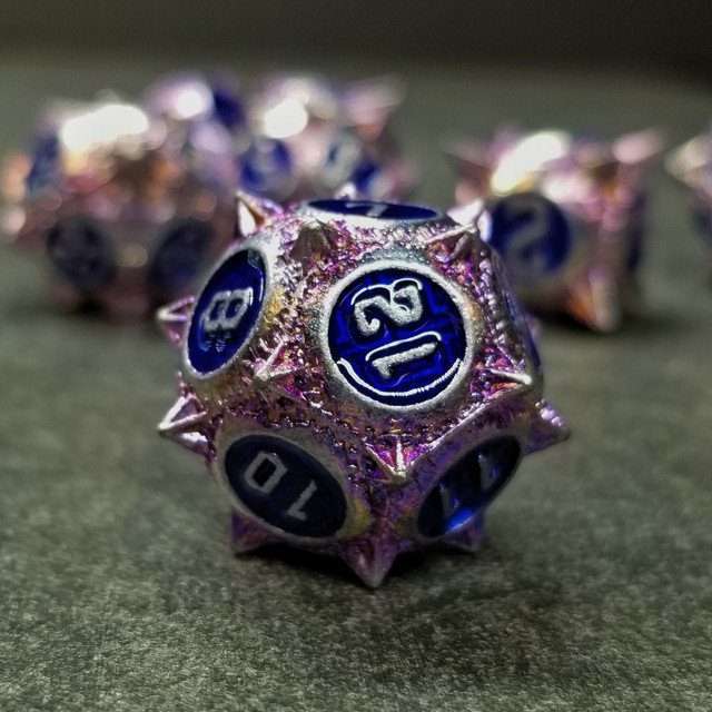 Sage's Enchanted Morningstar Purple/Blue Metal Polyhedral Dice Set image 2