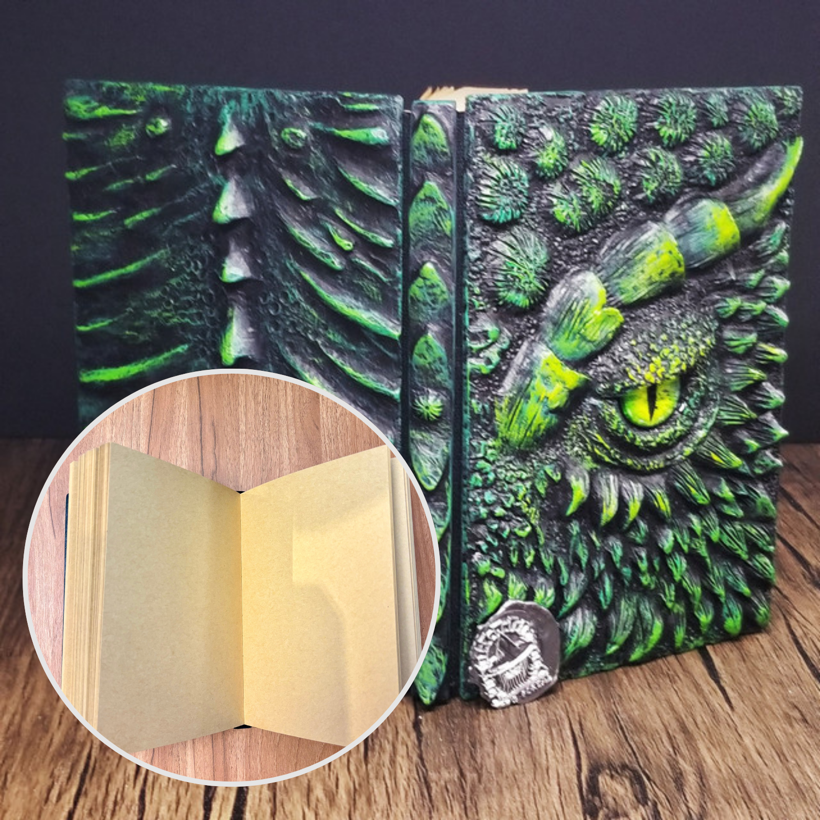 Eye of the Green Dragon Notebook | Handmade Notebook for TTRPG, Sketchbook, Diary