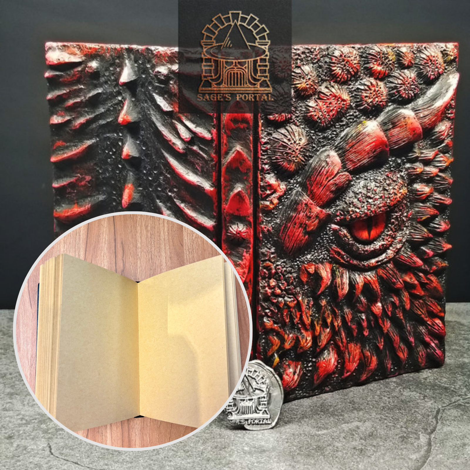 Eye of the Red Dragon Notebook | Handmade Notebook for TTRPG, Sketchbook, Diary