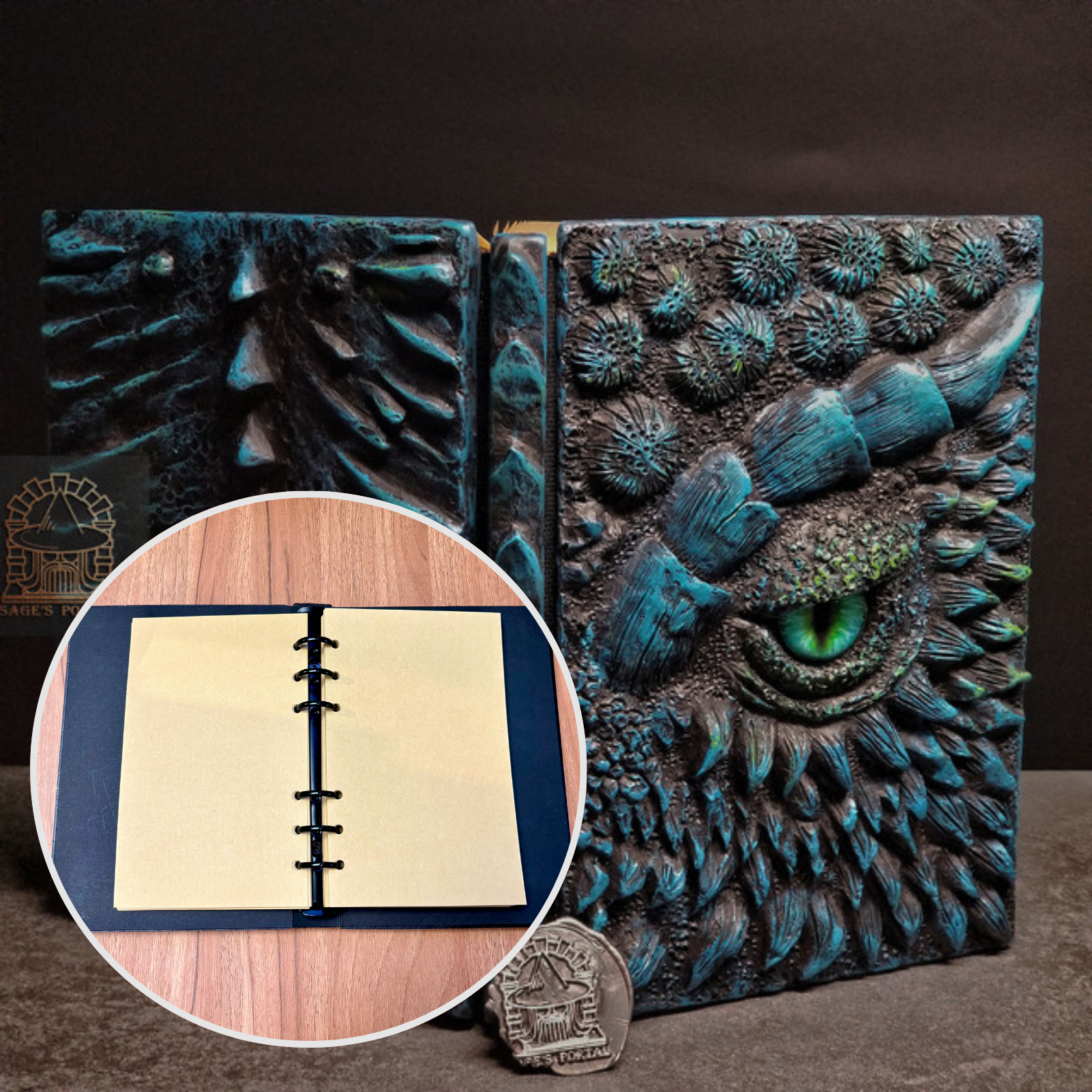 Eye of the Blue Dragon Notebook | Handmade Notebook for TTRPG, Sketchbook, Diary