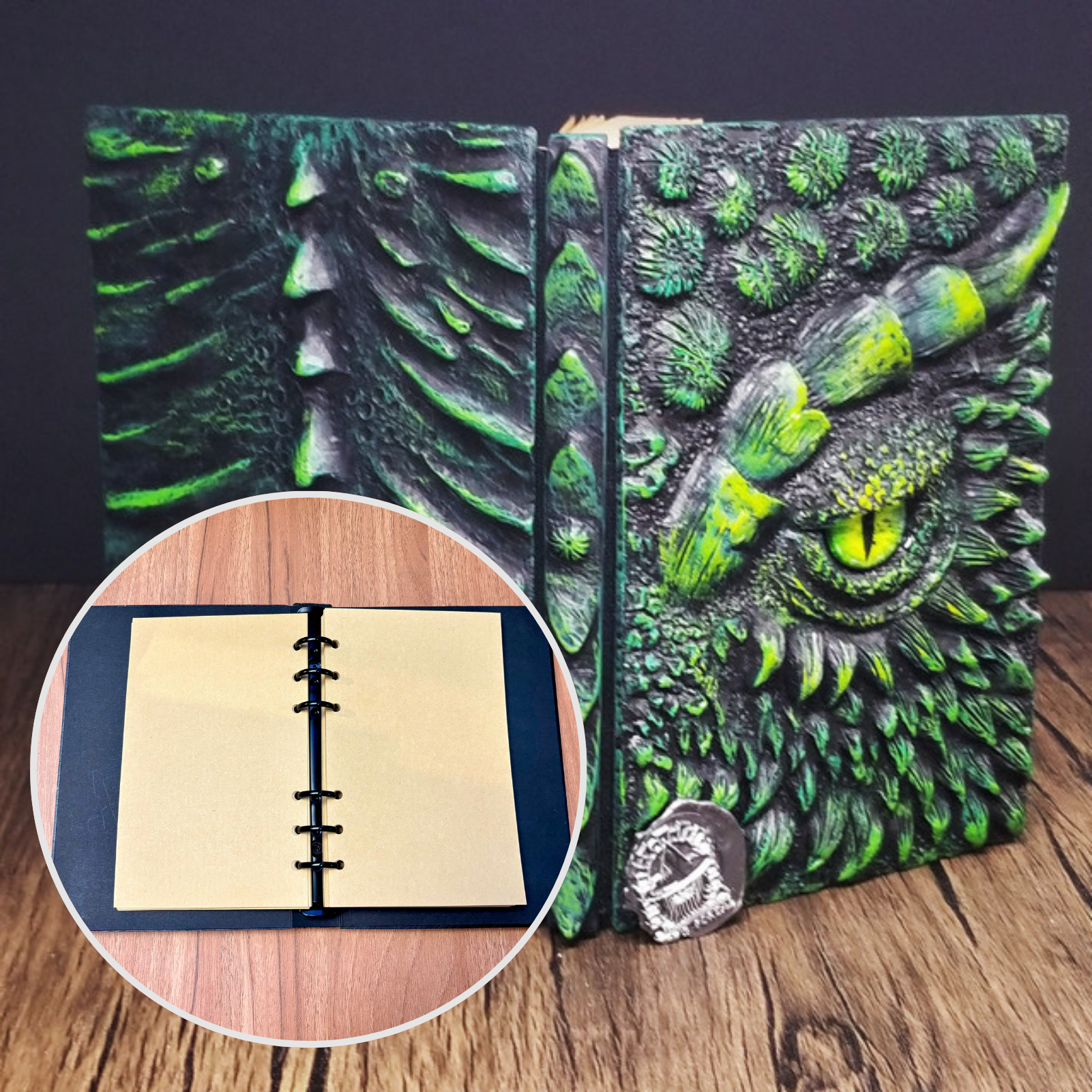 Eye of the Green Dragon Notebook | Handmade Notebook for TTRPG, Sketchbook, Diary
