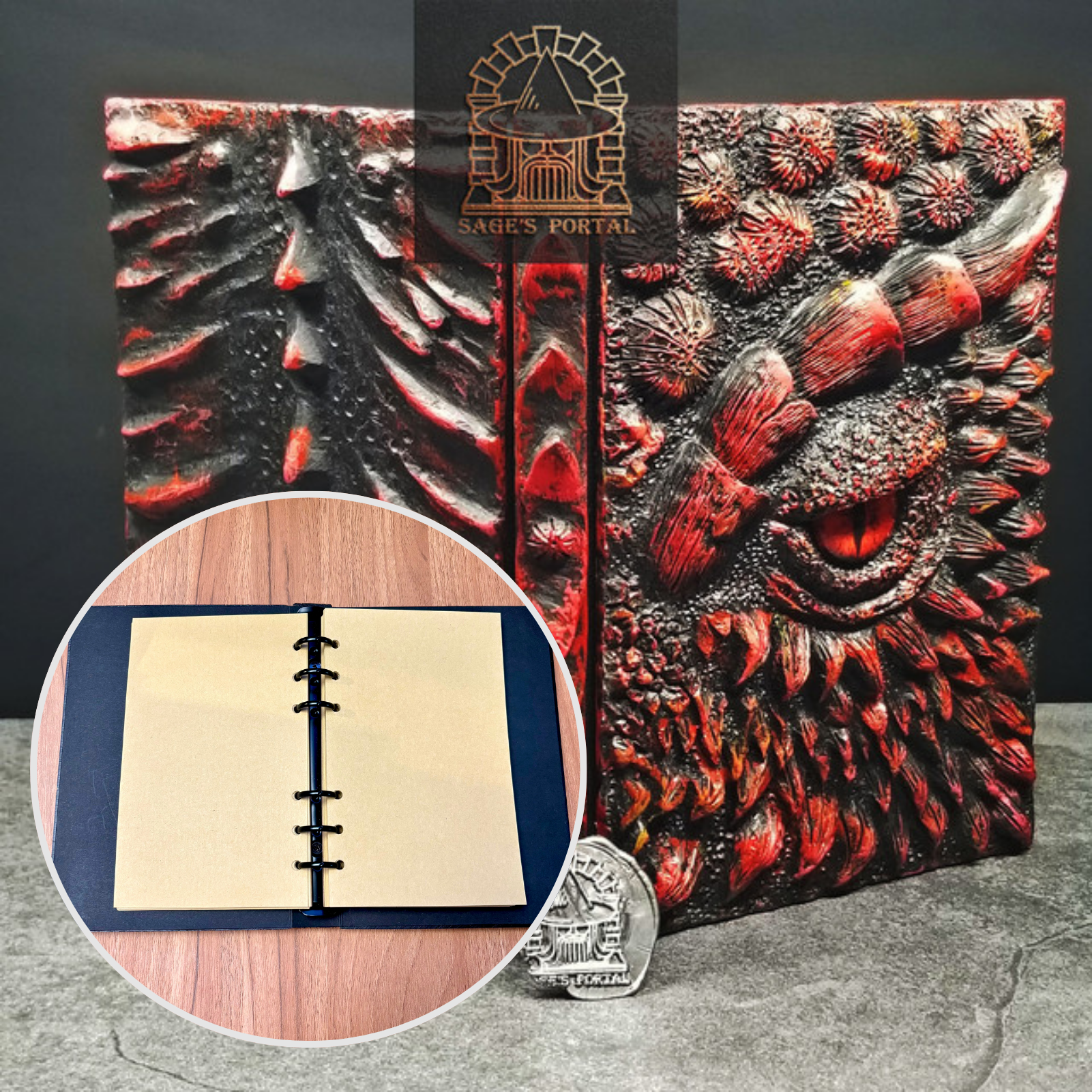 Eye of the Red Dragon Notebook | Handmade Notebook for TTRPG, Sketchbook, Diary