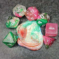 Sage's Capsules - Half Transparent Pink/Green Acrylic Polyhedral Dice Set image 0