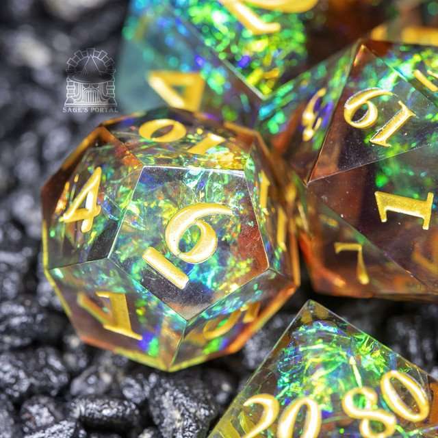 Sage's Crystals - Sylvan Sharp Edge Resin Polyhedral Dice Set image 10