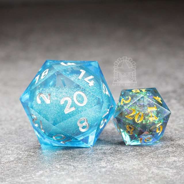 Sage's Spirits - 33mm Ice Spirits Liquid-Core D20 Sharp Edge Resin Dice image 6
