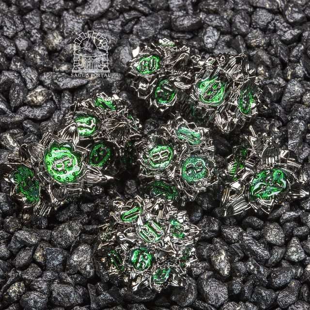 Sage's Deadly Lotus Midnight Venom Metal Polyhedral Dice Set image 0