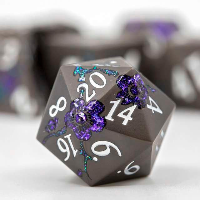 Sage's Petrified Flowers Black/Purple Metal Dice Set image 2