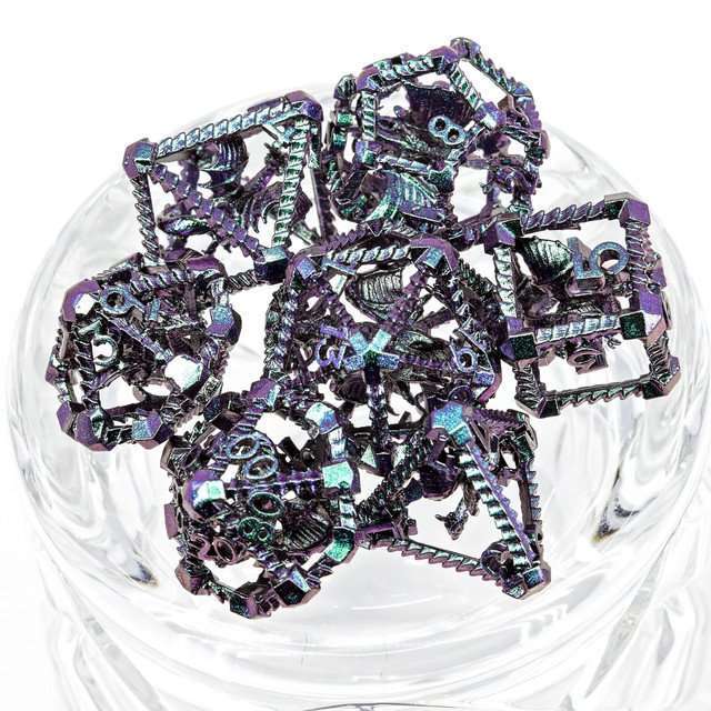 Sage's Draconic Prison Witch's Curse Cage Hollow Metal Dice Set image 0