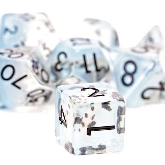 Sage's Familiars - Blue White/Black Fish Familiar Resin Polyhedral Dice Set image 7