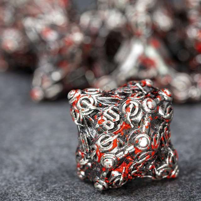 Sage’s Finials Silver Carnage Metal Polyhedral Dice Set image 4