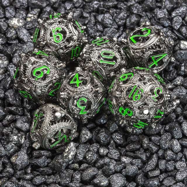 Sage’s Ouroboros Dusk Venom Hollow Metal Polyhedral Dice Set image 10