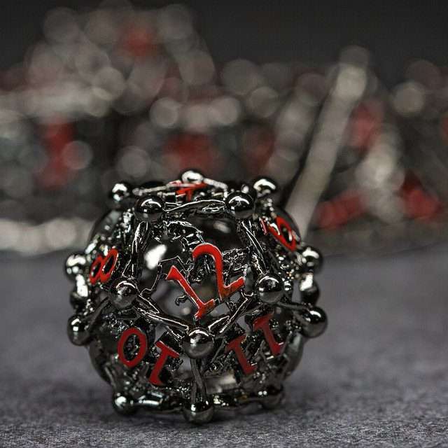 Sage's Ankeg Magical Creature Black/Red Hollow Metal Polyhedral Dice Set image 1