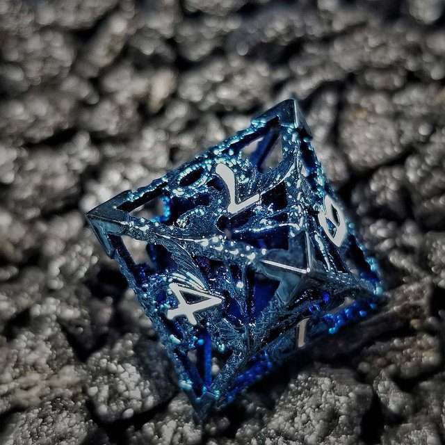 Sage's Dragonstones - Blue Noble Dragon Hollow Metal Polyhedral Dice Set image 20