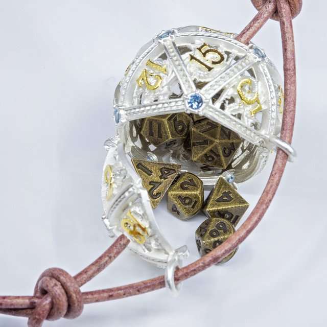 Sage’s Tiny Treasures Winter Sky Draconic Cage Necklace with Miniature Dice Set image 7