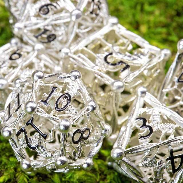 Sage's Ankeg Magical Creature Silver Hollow Metal Polyhedral Dice Set image 8