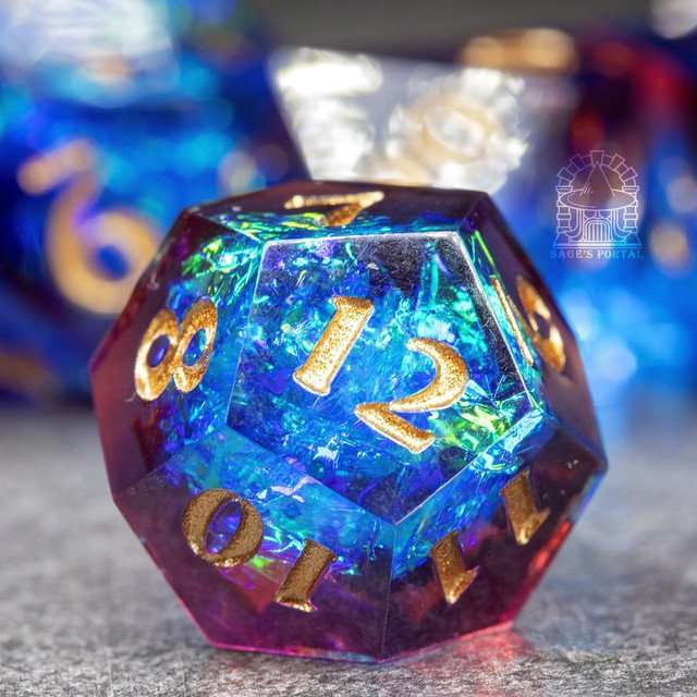Sage's Crystals - Thermal Flame Sharp Edge Resin Polyhedral Dice Set image 9
