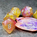 Sage's Shards - Purple/Yellow Glitter Polyhedral Dice Set image 0