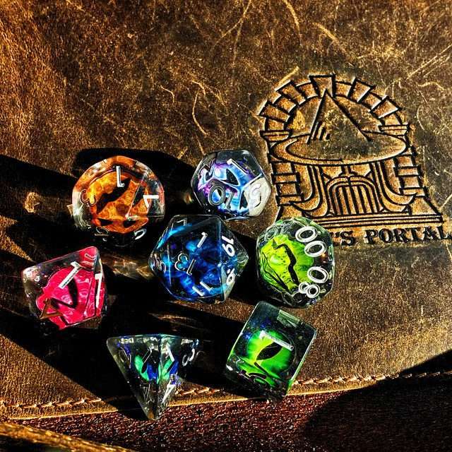 Sage's Bottled Rainbow Dragon Eyes Resin Polyhedral Dice Set image 11