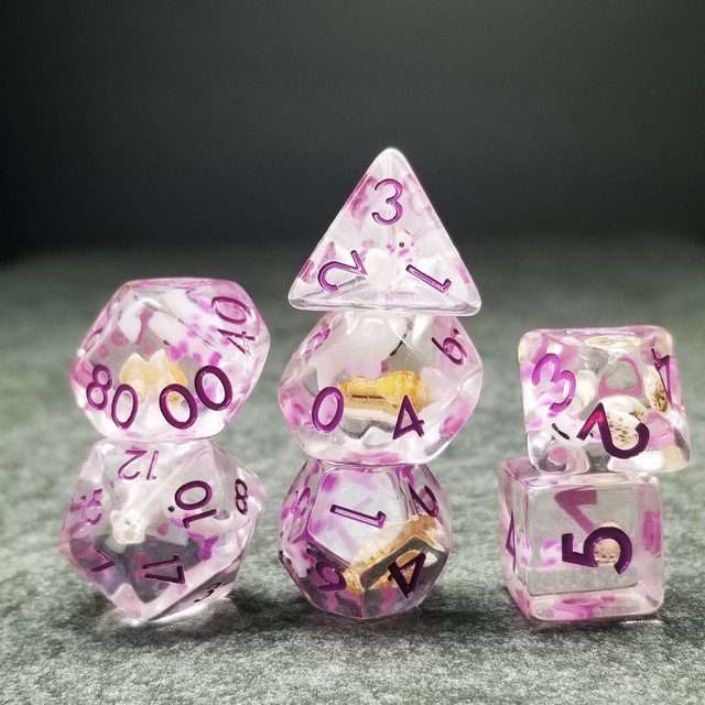 Sage's Familiars - Purple Fish and Sea Shell Familiar Resin Polyhedral Dice Set image 7