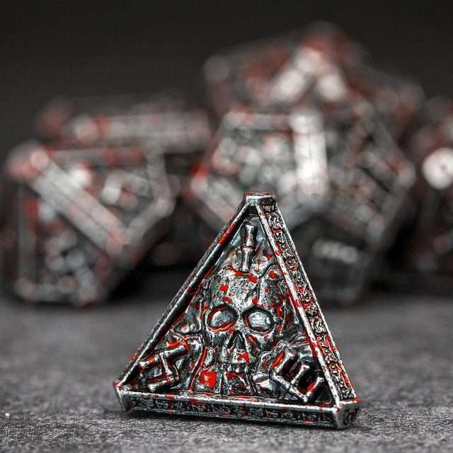 Sage's Lich's Phylactery Nickel/Blood Metal Polyhedral Dice Set image 7