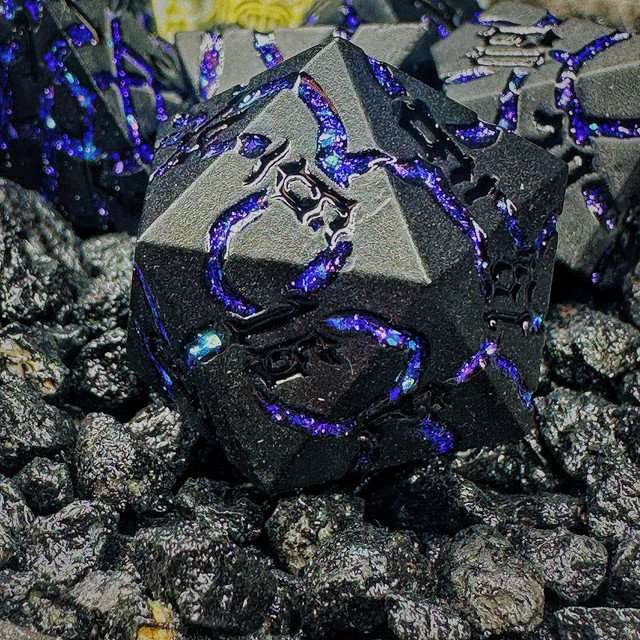 Sage's Warp Stones Black Hole Metal Polyhedral Dice Set image 3