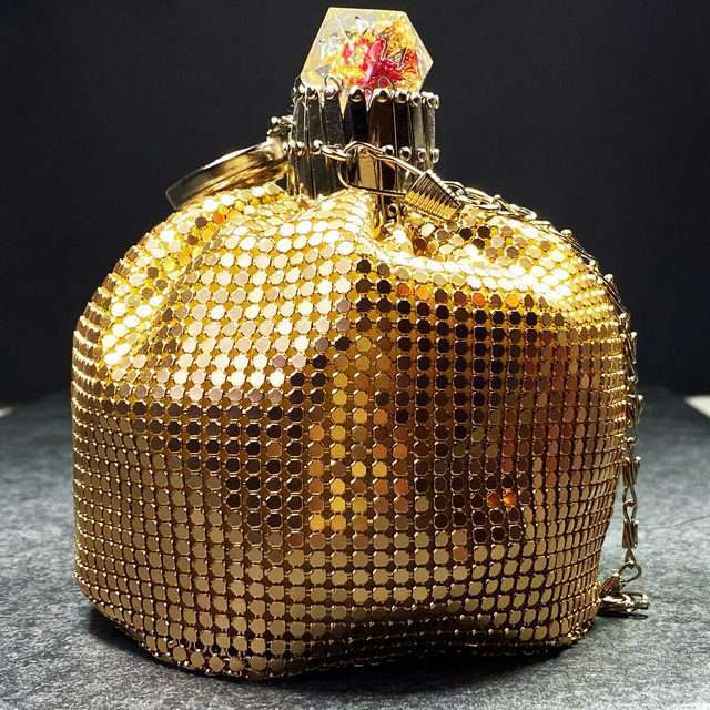 Sage’s Gala Purse – Gold Metallic Scale Gate-top Dice Bag image 3